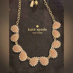 Kate Spade Gold Necklace with Pink Teardrops